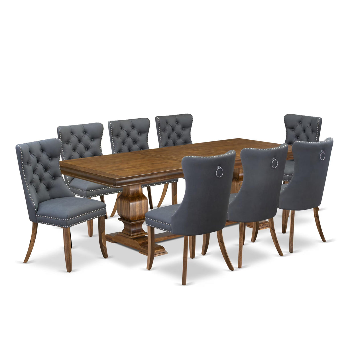 Dining Table Set with Light Beige Fabric Chairs
