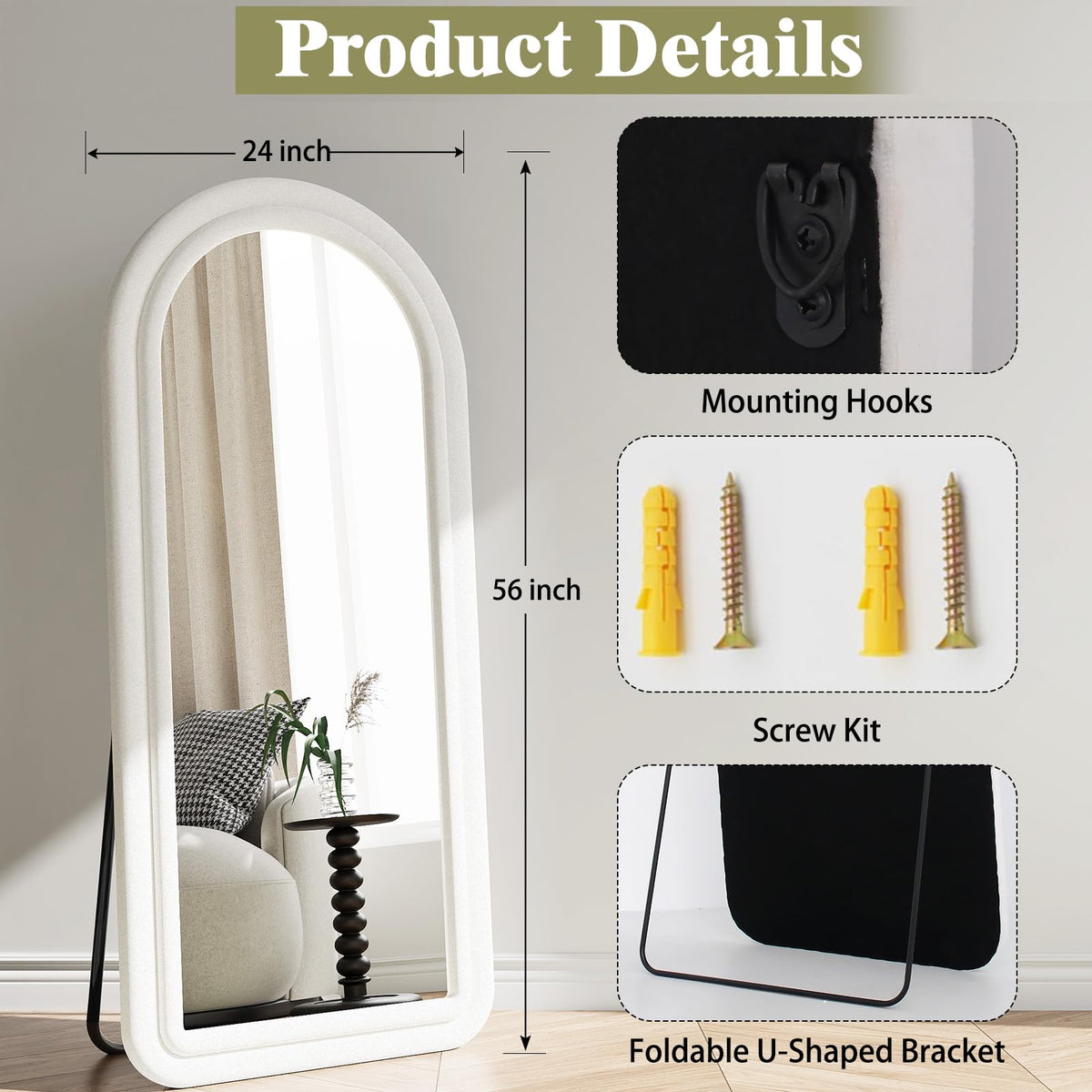 Full-Length Floor Mirror – Soft Flannel Frame