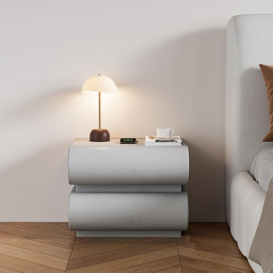 Modern Nightstand – Gold Tile Finish with 2 Drawers