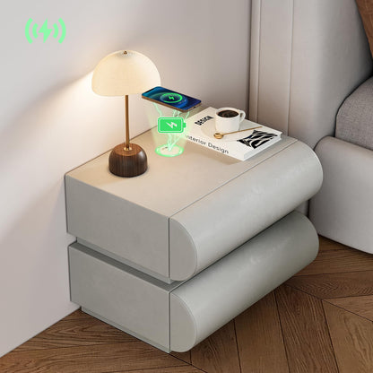 Modern Nightstand – Gold Tile Finish with 2 Drawers
