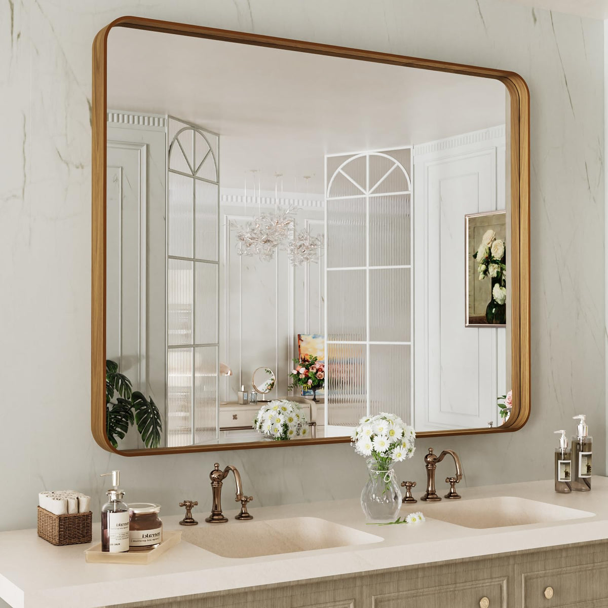 Rounded Rectangle Vanity Mirror – Metal Frame