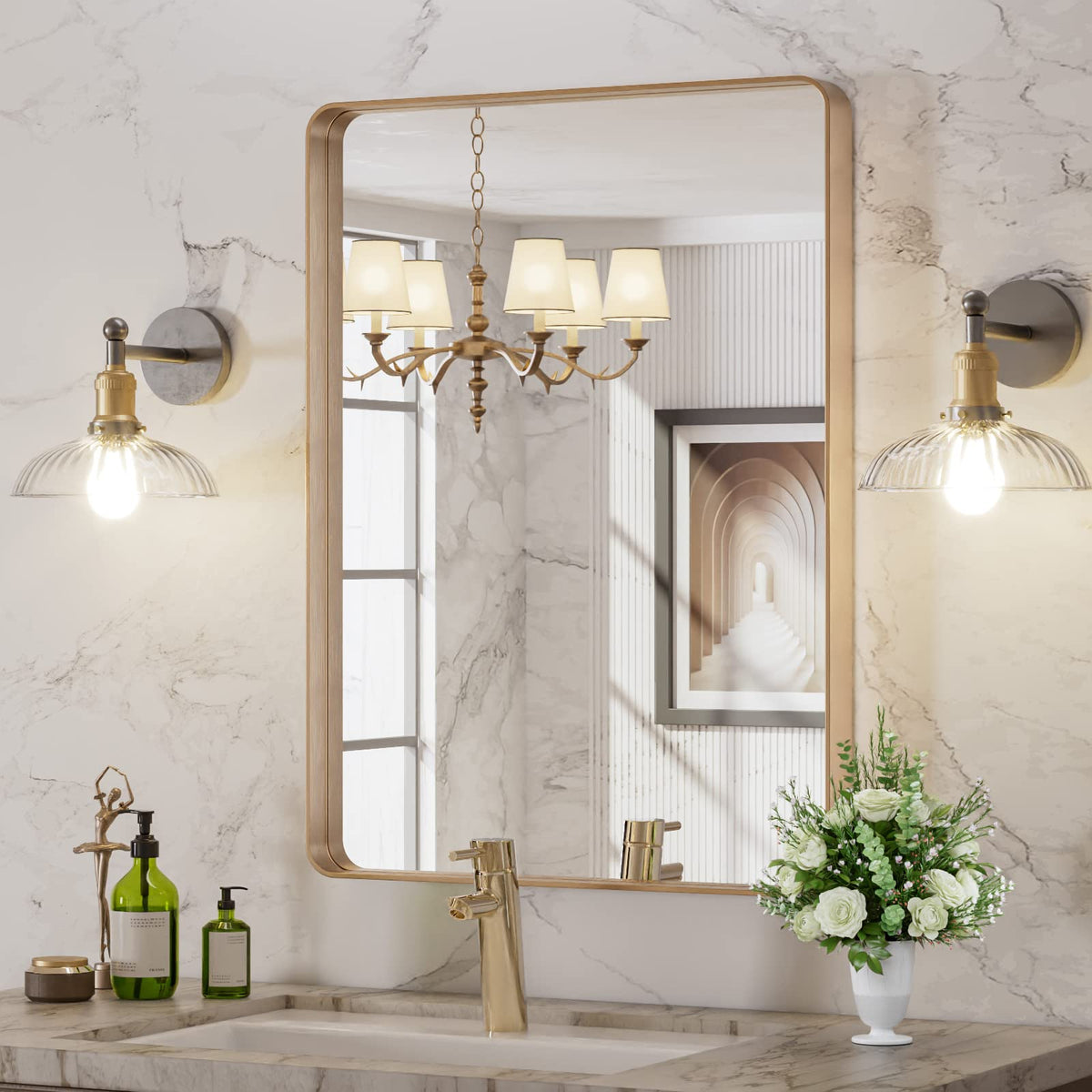 Rounded Rectangle Vanity Mirror – Metal Frame