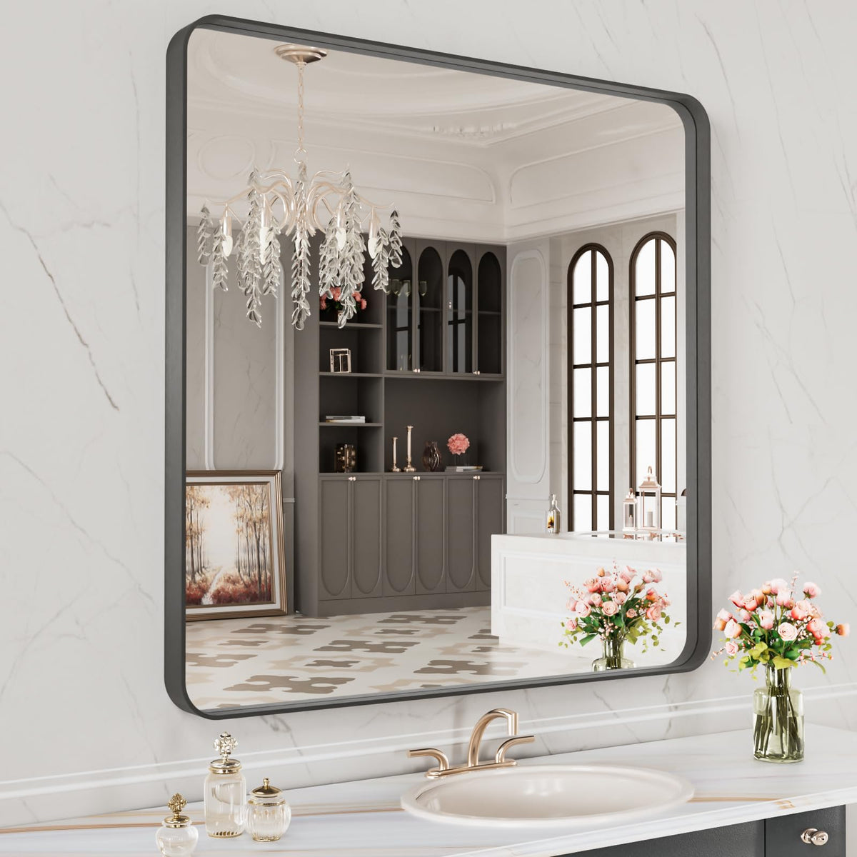 Rounded Rectangle Vanity Mirror – Metal Frame
