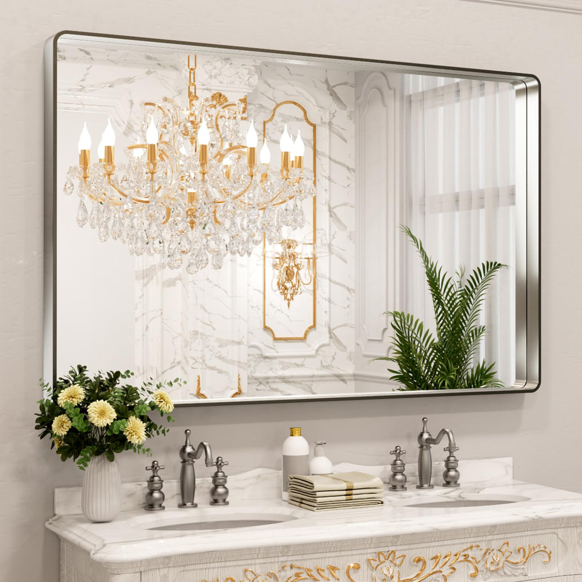 Rounded Rectangle Vanity Mirror – Metal Frame