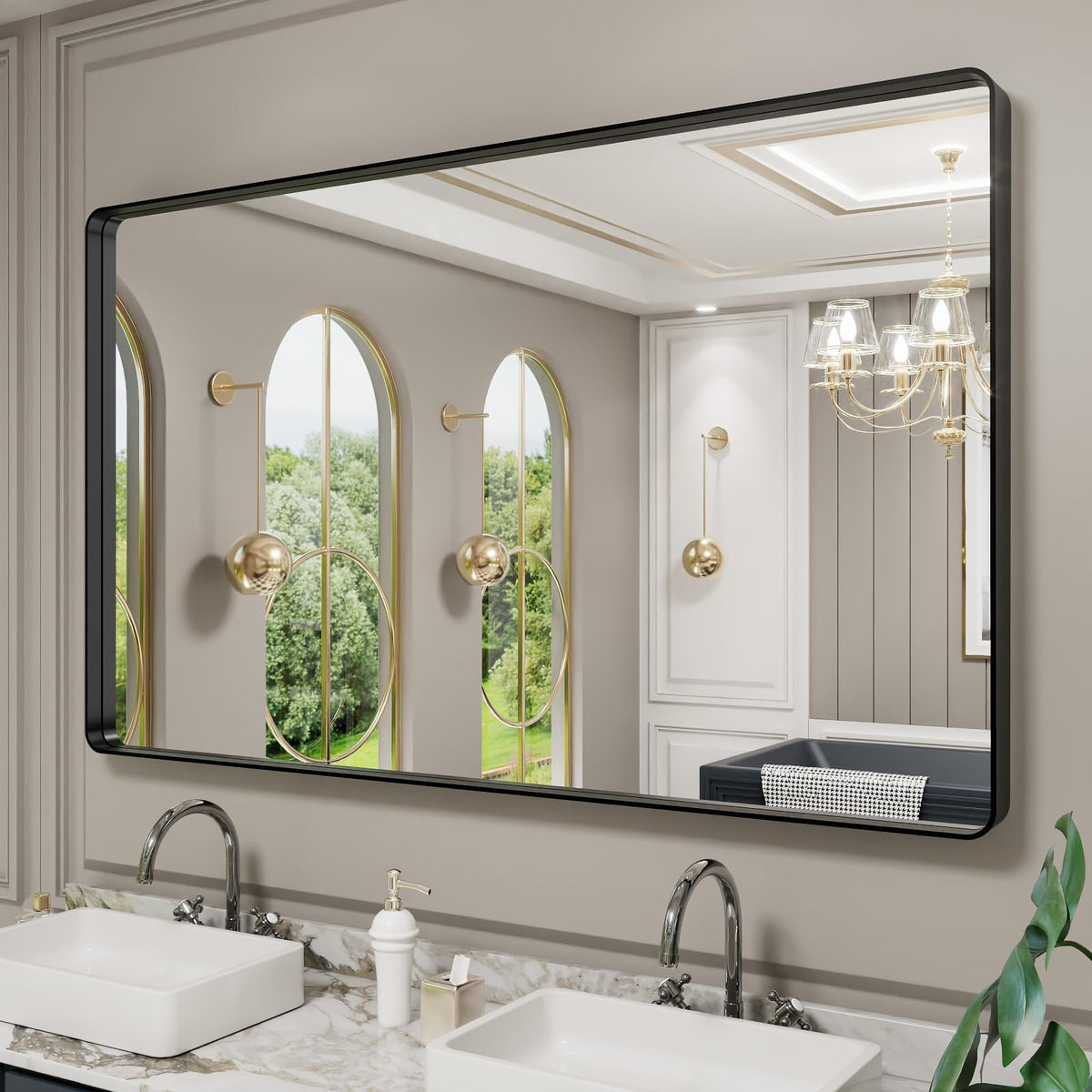 Rounded Rectangle Vanity Mirror – Metal Frame