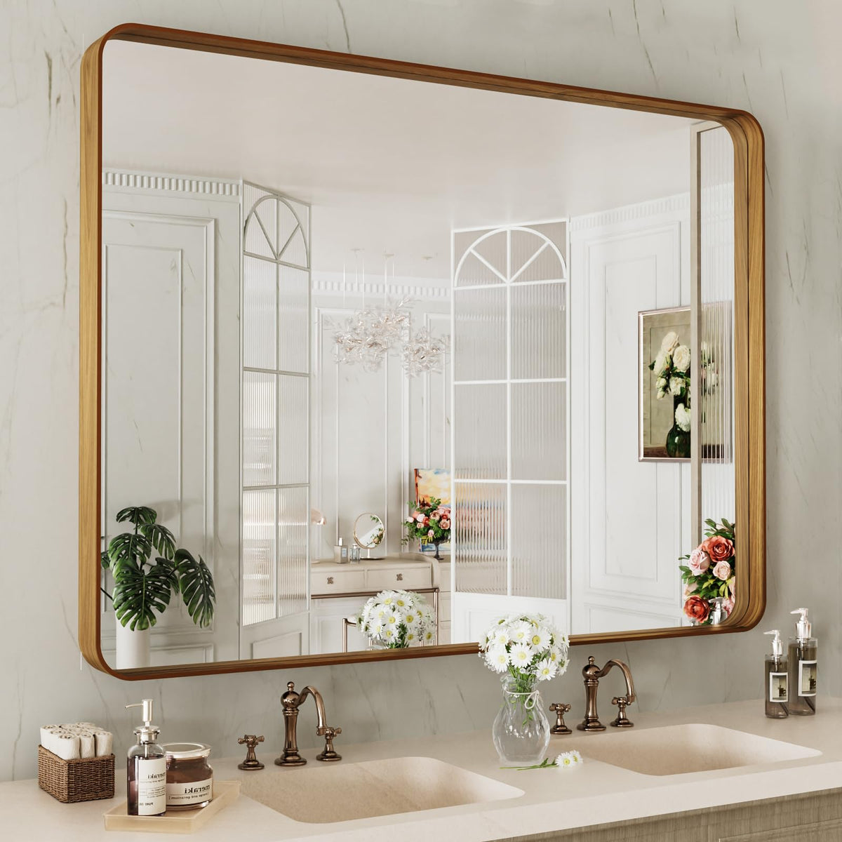 Rounded Rectangle Vanity Mirror – Metal Frame