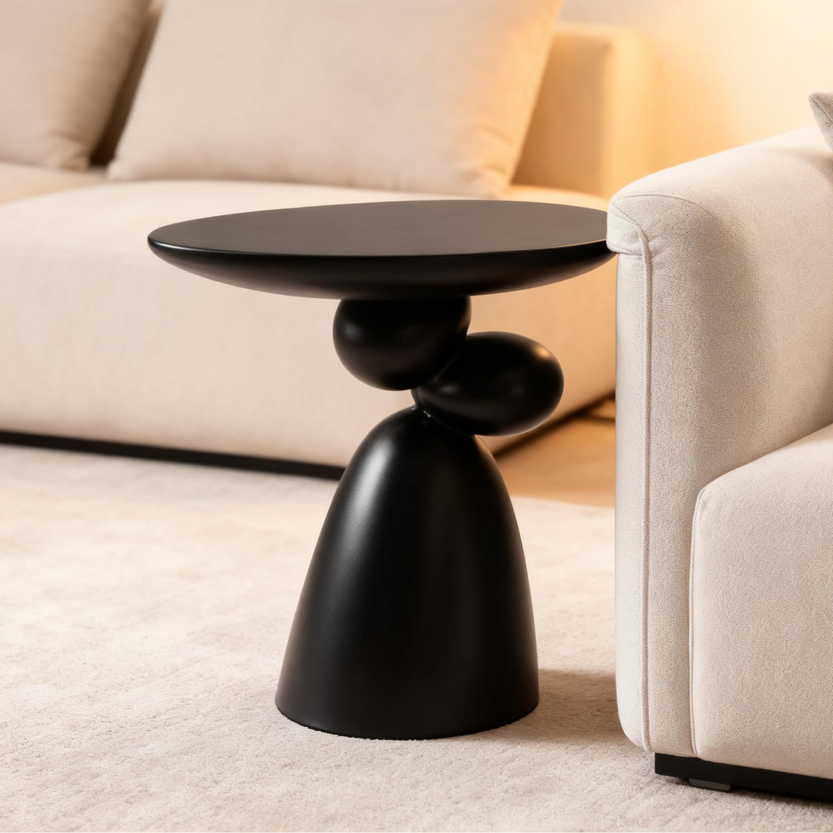 Oval Fiberglass Coffee Table with Minimalist Design