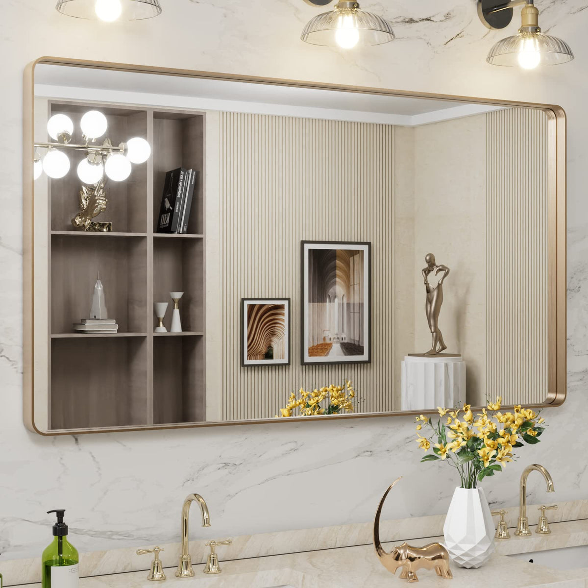 Rounded Rectangle Vanity Mirror – Metal Frame