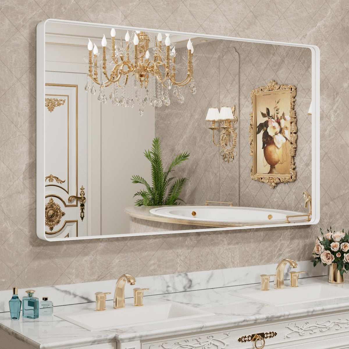 Rounded Rectangle Vanity Mirror – Metal Frame