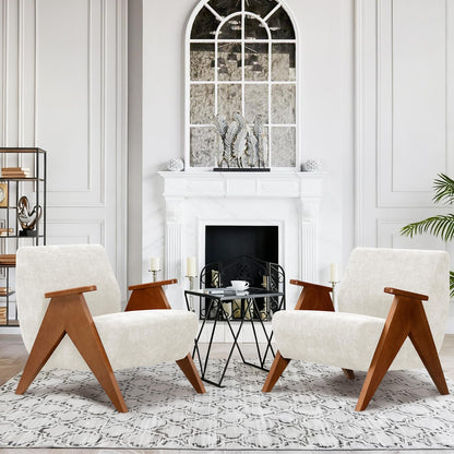 Mid-Century Accent Chair – Upholstered Wood Frame