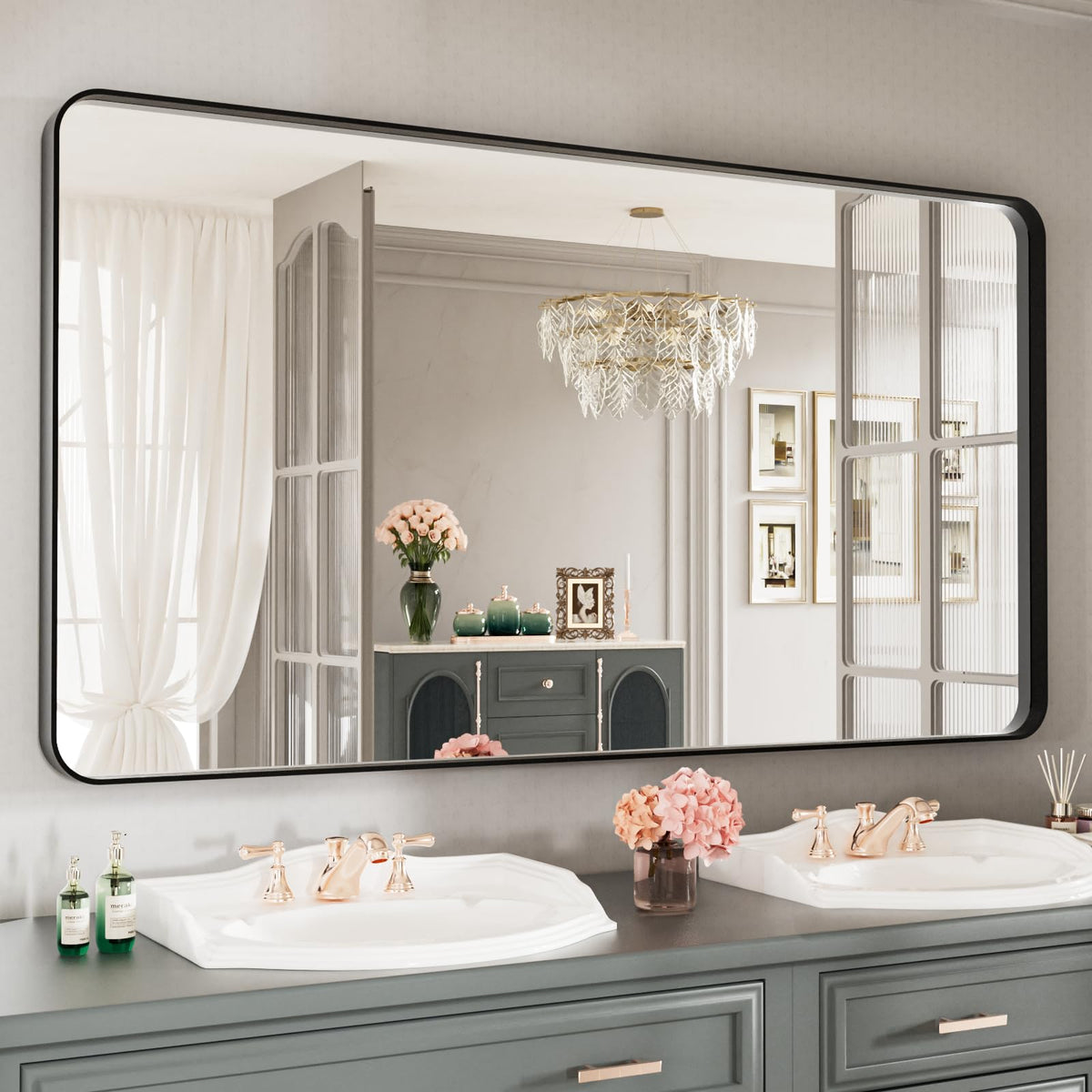 Rounded Rectangle Vanity Mirror – Metal Frame