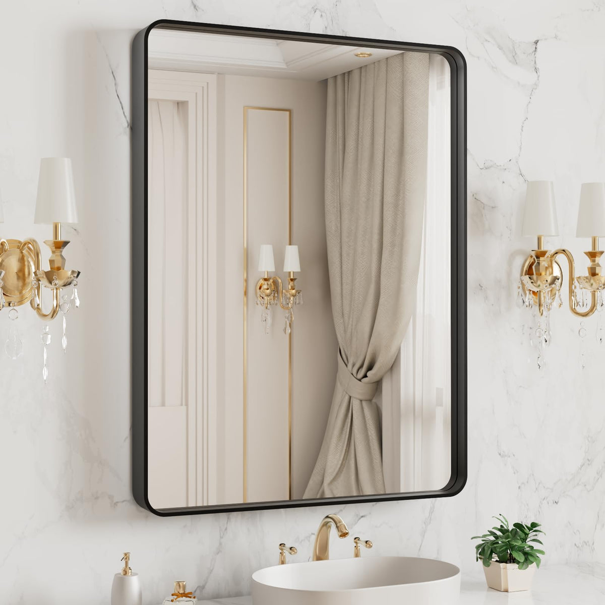 Rounded Rectangle Vanity Mirror – Metal Frame