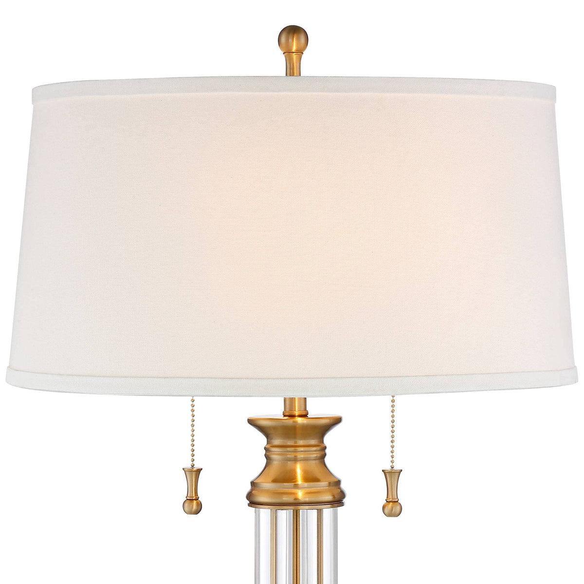 Rolland 30" Large Table Lamps Set of 2 Gold Brass Glass Antique