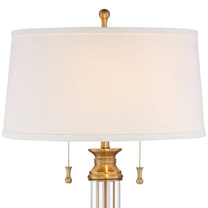 Rolland 30" Large Table Lamps Set of 2 Gold Brass Glass Antique