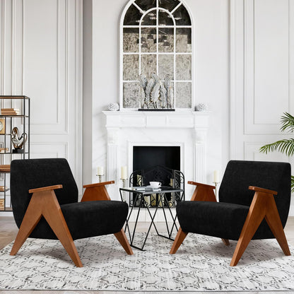 Mid-Century Accent Chair – Upholstered Wood Frame