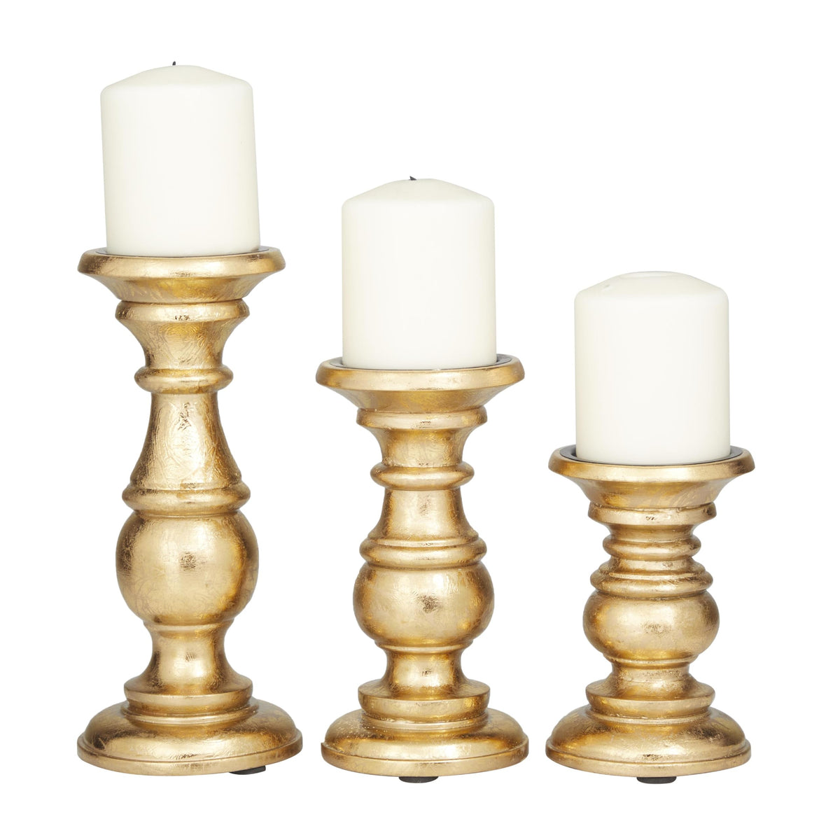 Wood Pillar Candle Holders – Traditional Set of 3