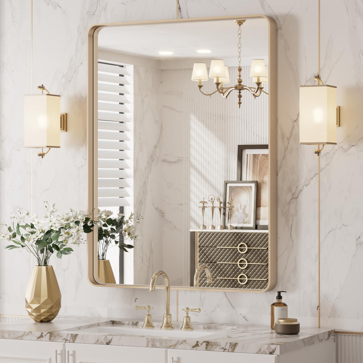 Rounded Rectangle Vanity Mirror – Metal Frame