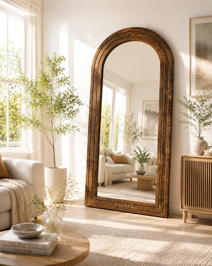 Arched Full-Length Mirror – Solid Wood Frame