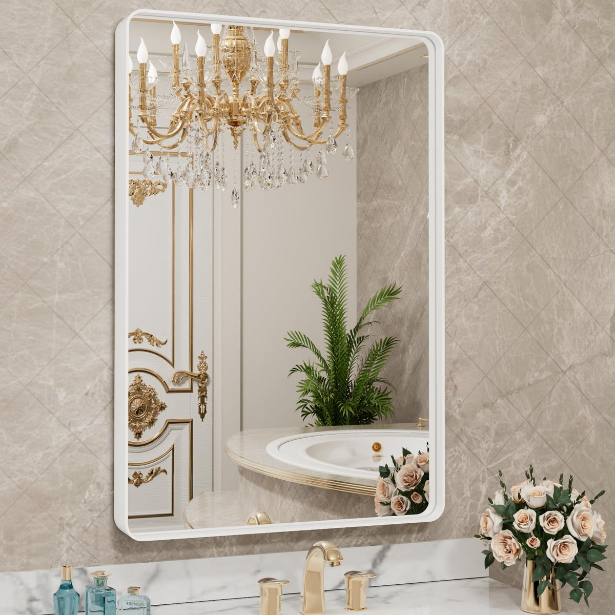 Rounded Rectangle Vanity Mirror – Metal Frame