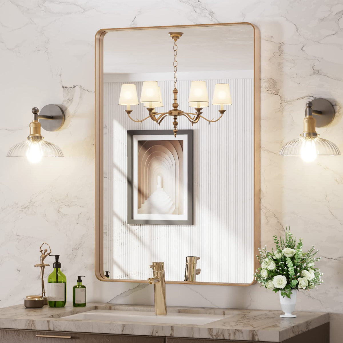 Rounded Rectangle Vanity Mirror – Metal Frame