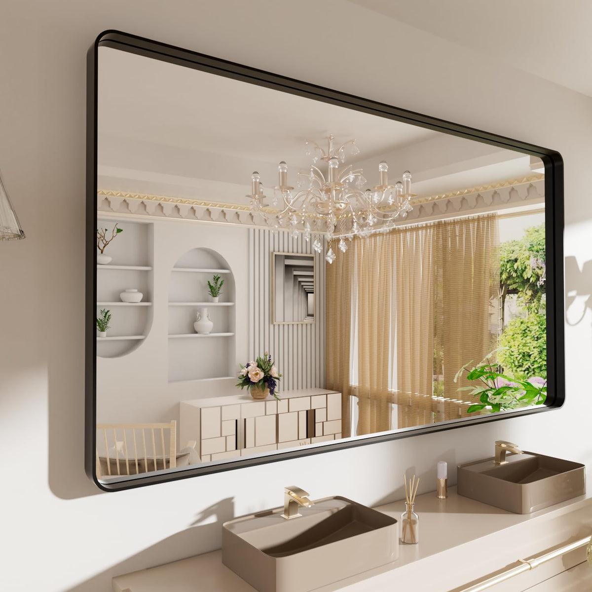Rounded Rectangle Vanity Mirror – Metal Frame