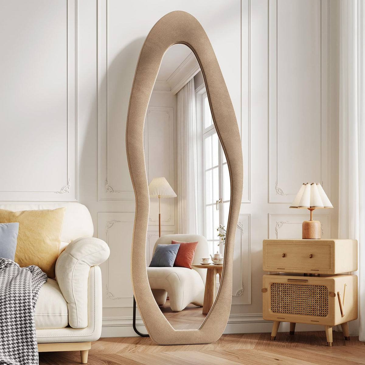 Full-Length Floor Mirror – Soft Flannel Frame