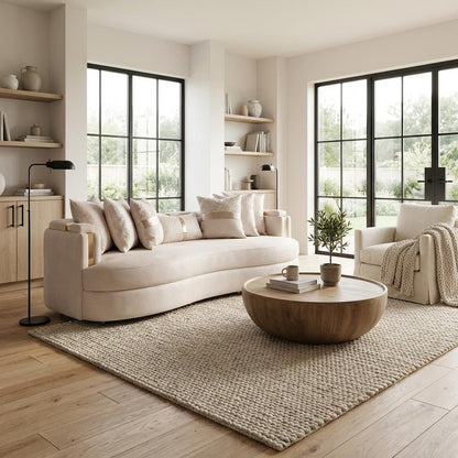 Mansion Sofa – Almond & Gold Luxury Design