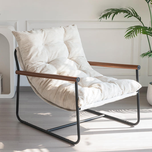 Modern Accent Chair – Cushioned Metal Frame Design