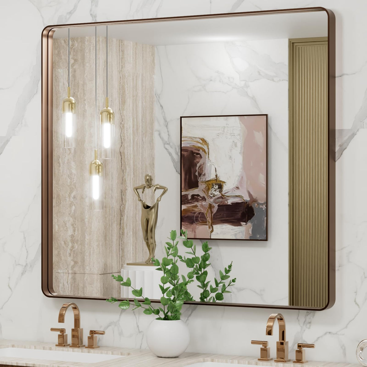 Rounded Rectangle Vanity Mirror – Metal Frame