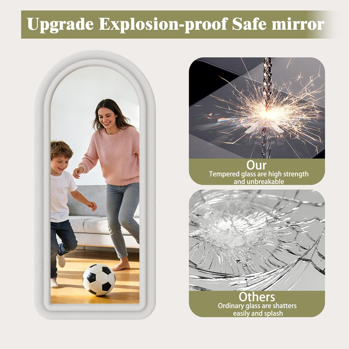 Full-Length Floor Mirror – Soft Flannel Frame