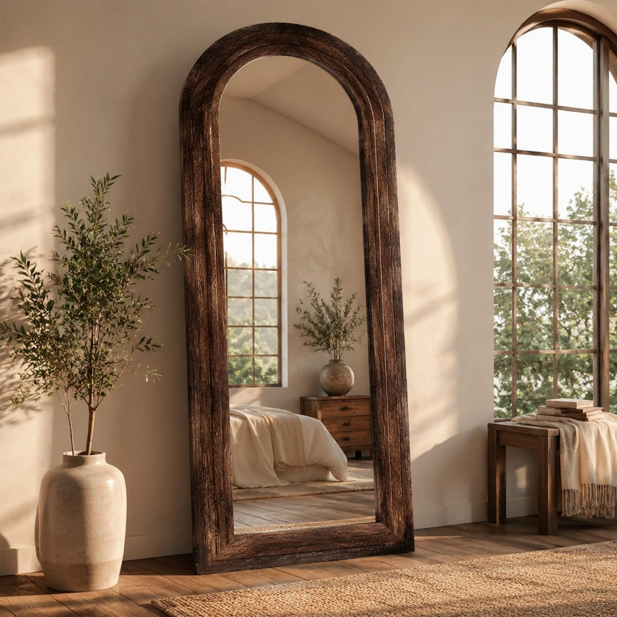 Arched Full-Length Mirror – Solid Wood Frame