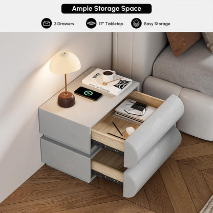 Modern Nightstand – Gold Tile Finish with 2 Drawers