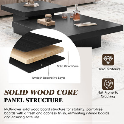 Square Nesting Coffee Tables – Modern Wood Set of 2