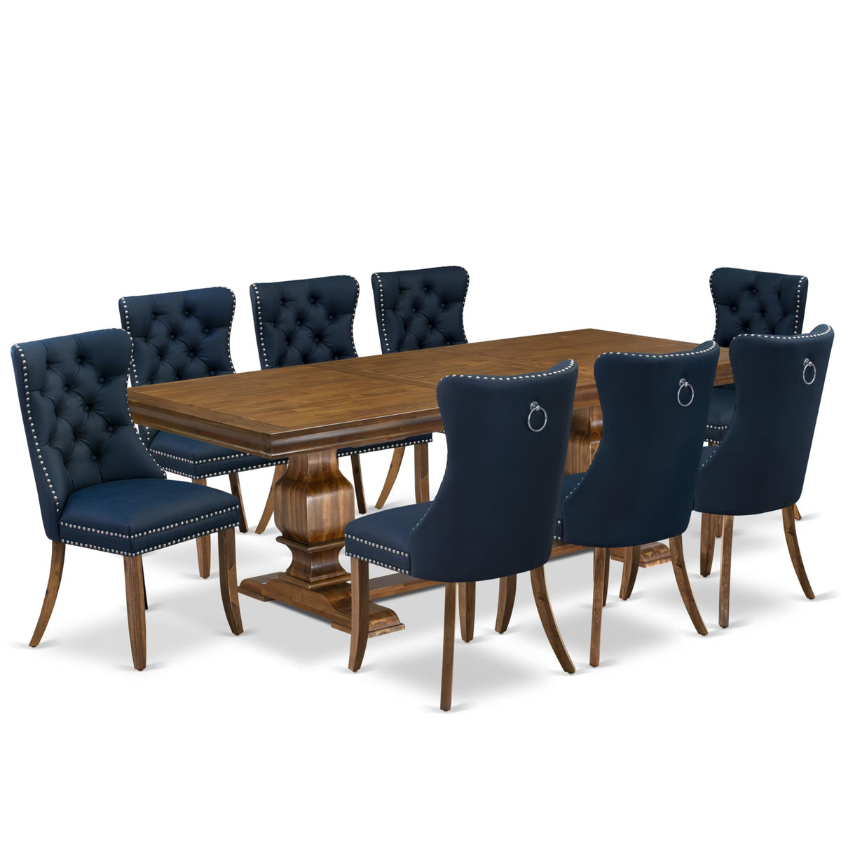 Dining Table Set with Light Beige Fabric Chairs