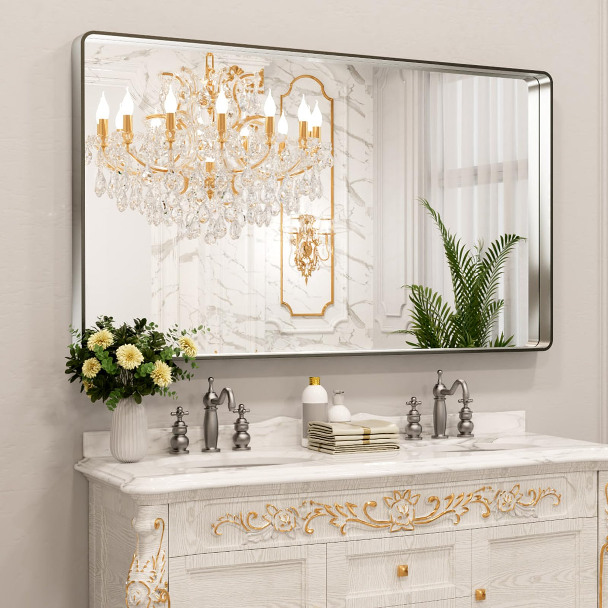 Rounded Rectangle Vanity Mirror – Metal Frame