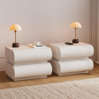 Modern Nightstand – Gold Tile Finish with 2 Drawers