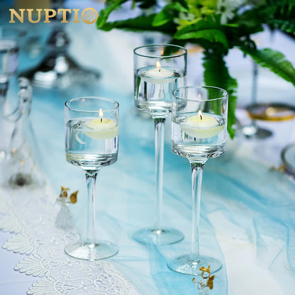 Glass Tealight Candle Holders – Tall Set of 3
