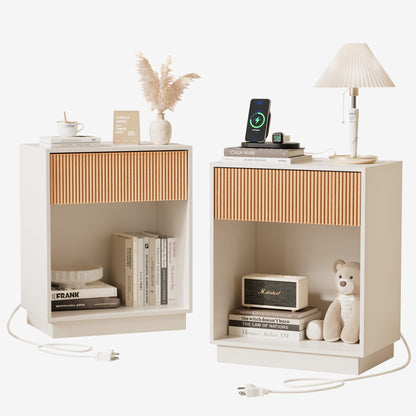 Fluted Nightstands – Modern Storage Set of 2