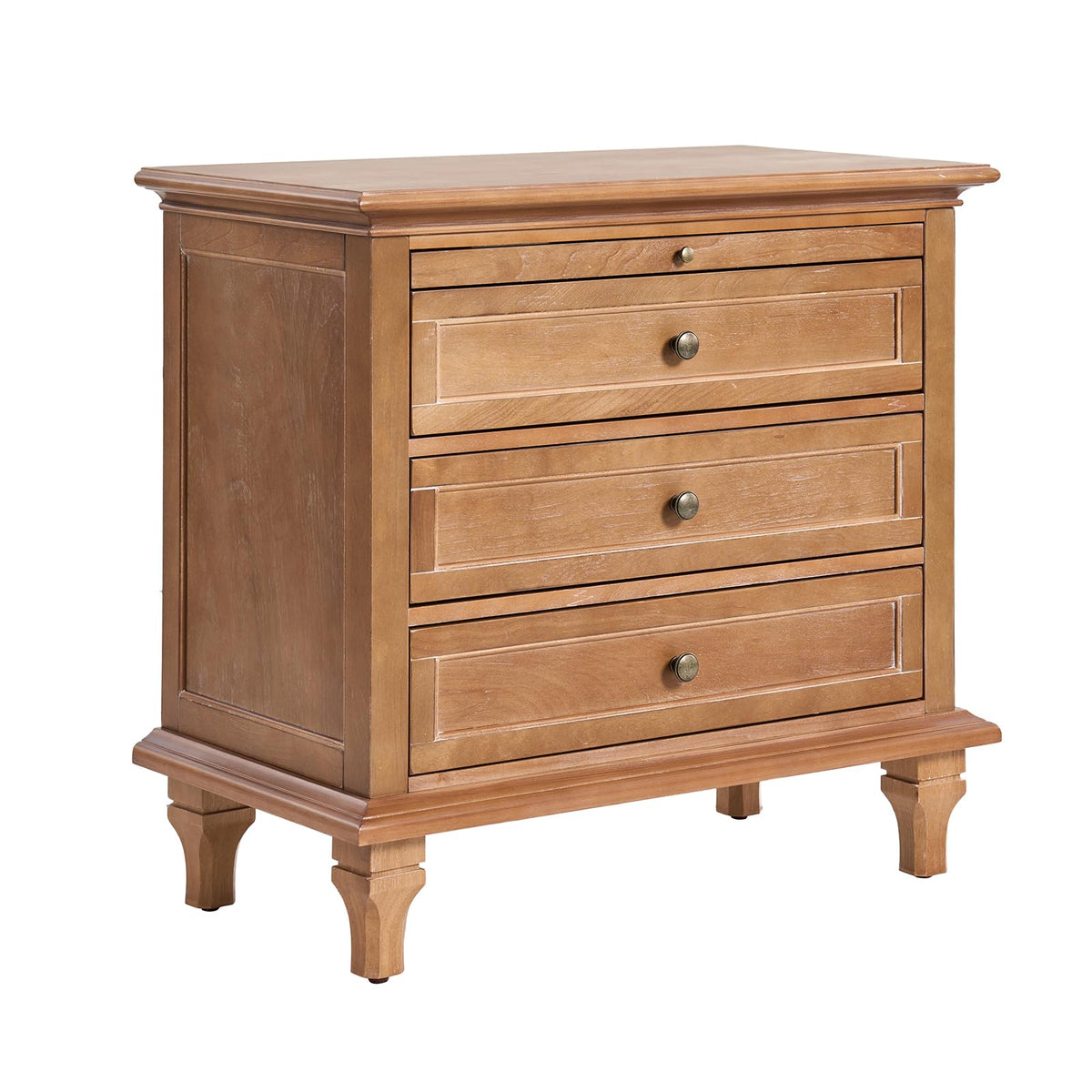 Farmhouse End Table with 3 Drawers and Charging