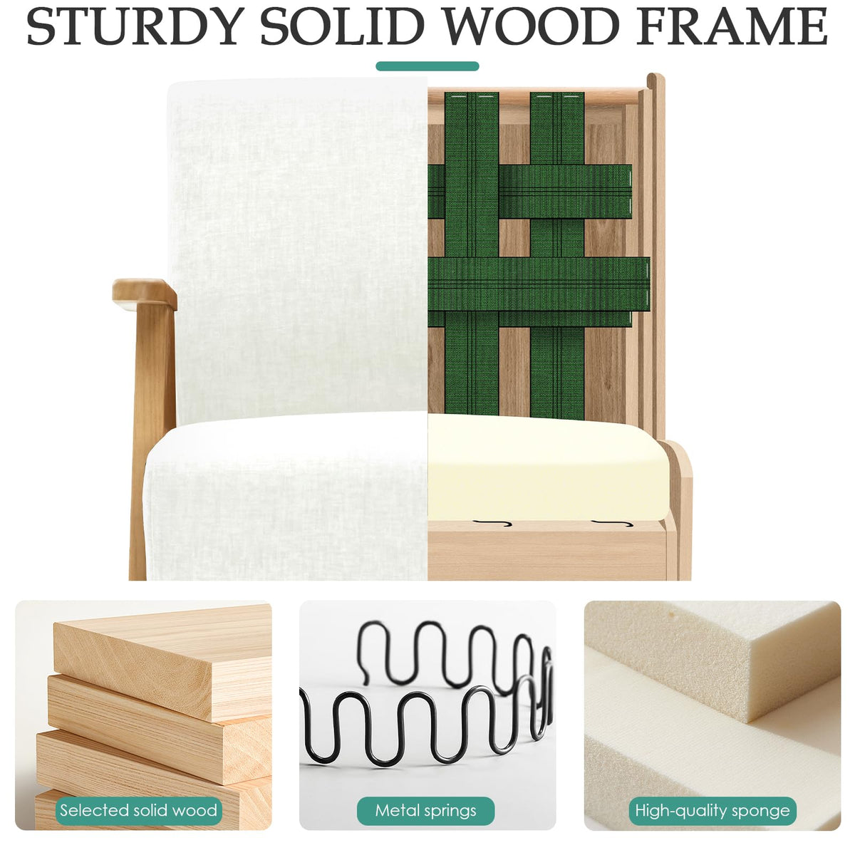 Mid-Century Accent Chair – Upholstered Wood Frame