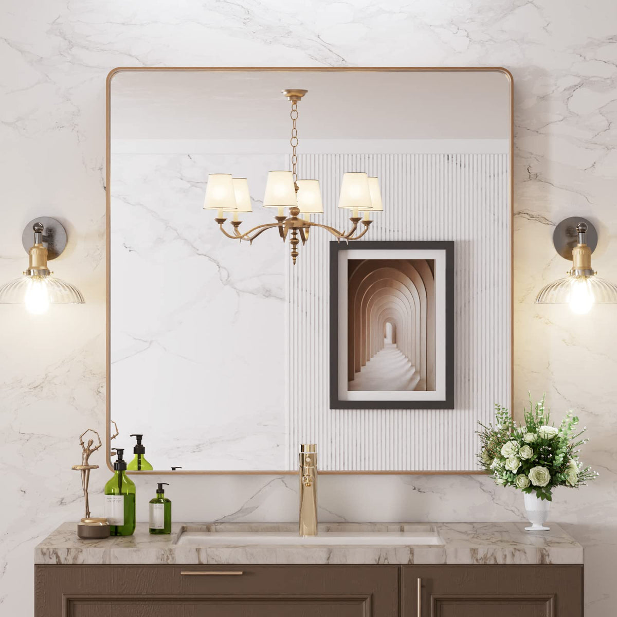 Rounded Rectangle Vanity Mirror – Metal Frame