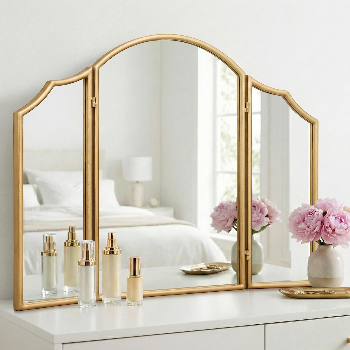 Gold Wall Mirror – Metal Frame Vanity Design