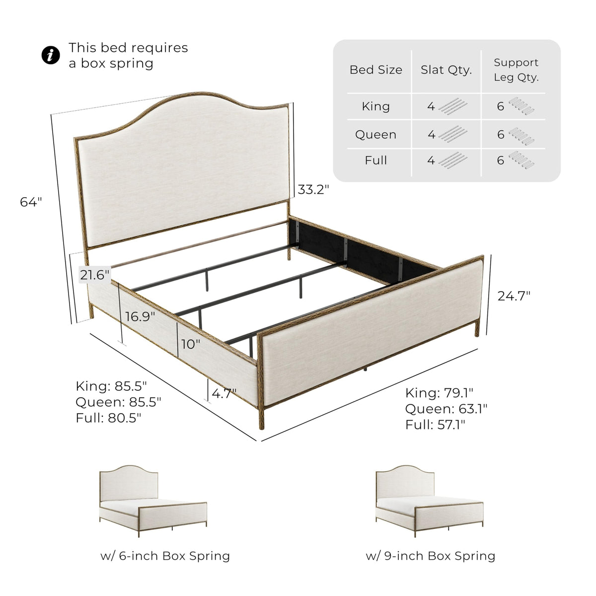 Metal Upholstered Bed – Hammered Steel Frame