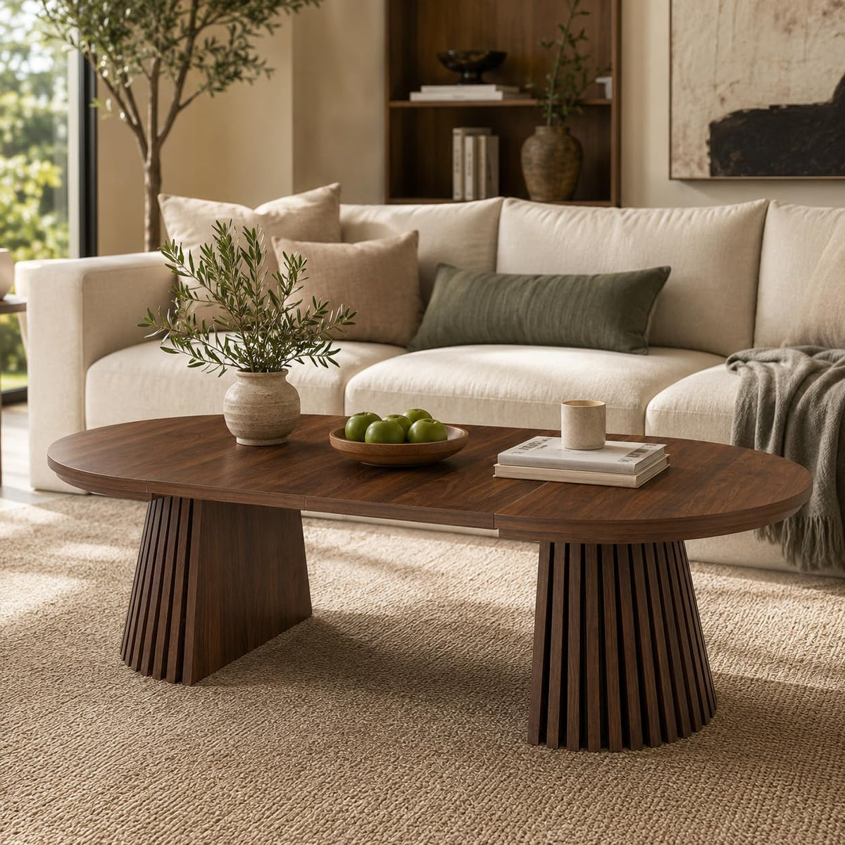 Oval Fiberglass Coffee Table with Minimalist Design