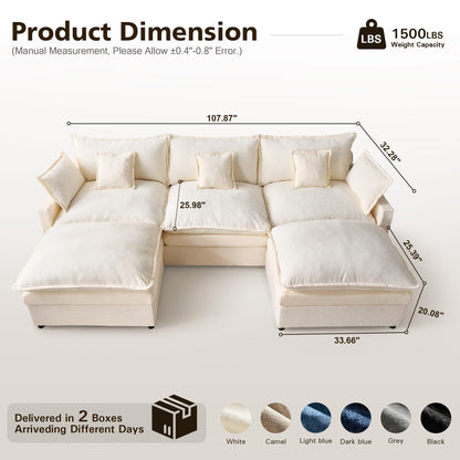108" Modular Cloud Sectional Sofa with Ottoman