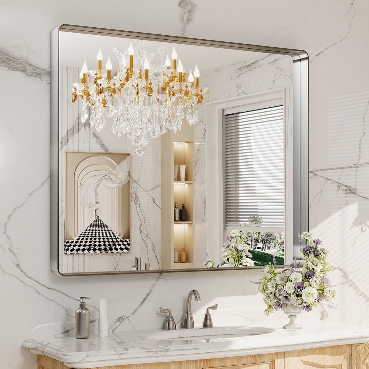 Rounded Rectangle Vanity Mirror – Metal Frame