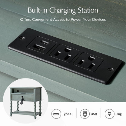 Farmhouse End Table with Charging Station