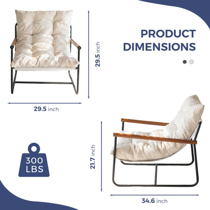 Modern Accent Chair – Cushioned Metal Frame Design