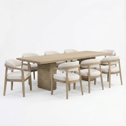 Modern Wood Dining Table Set for 8