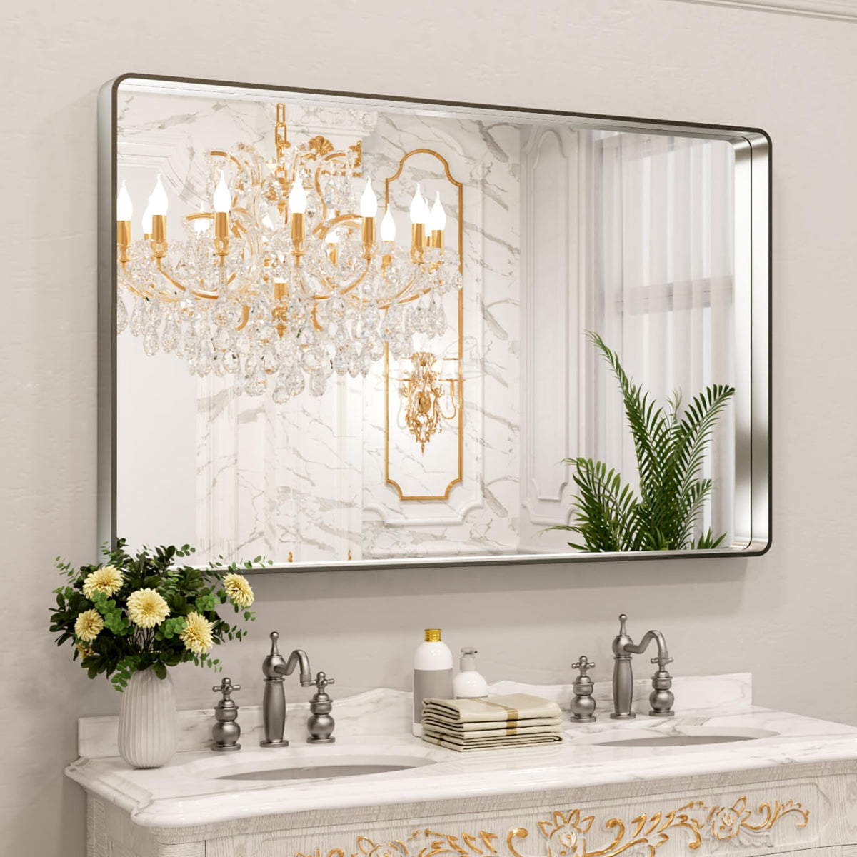 Rounded Rectangle Vanity Mirror – Metal Frame